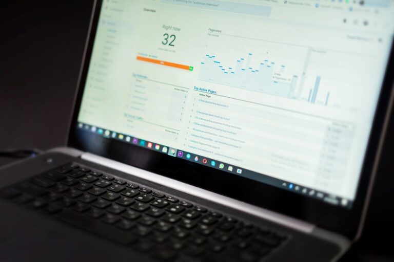 Website performance and speed metrics on a screen