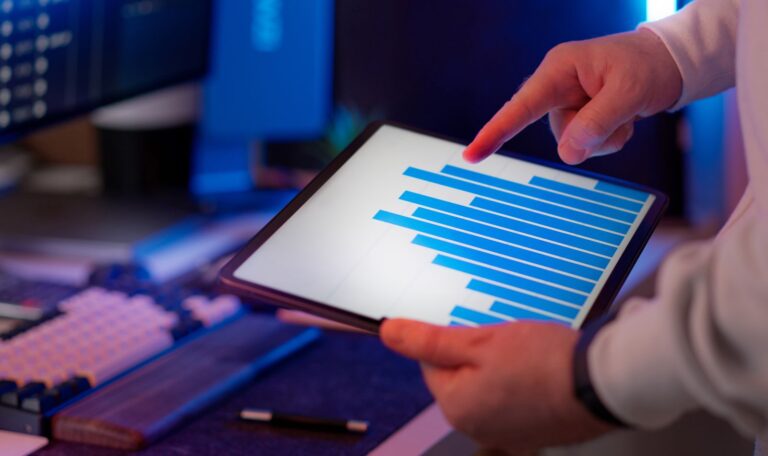 Marketing performance dashboard on a screen