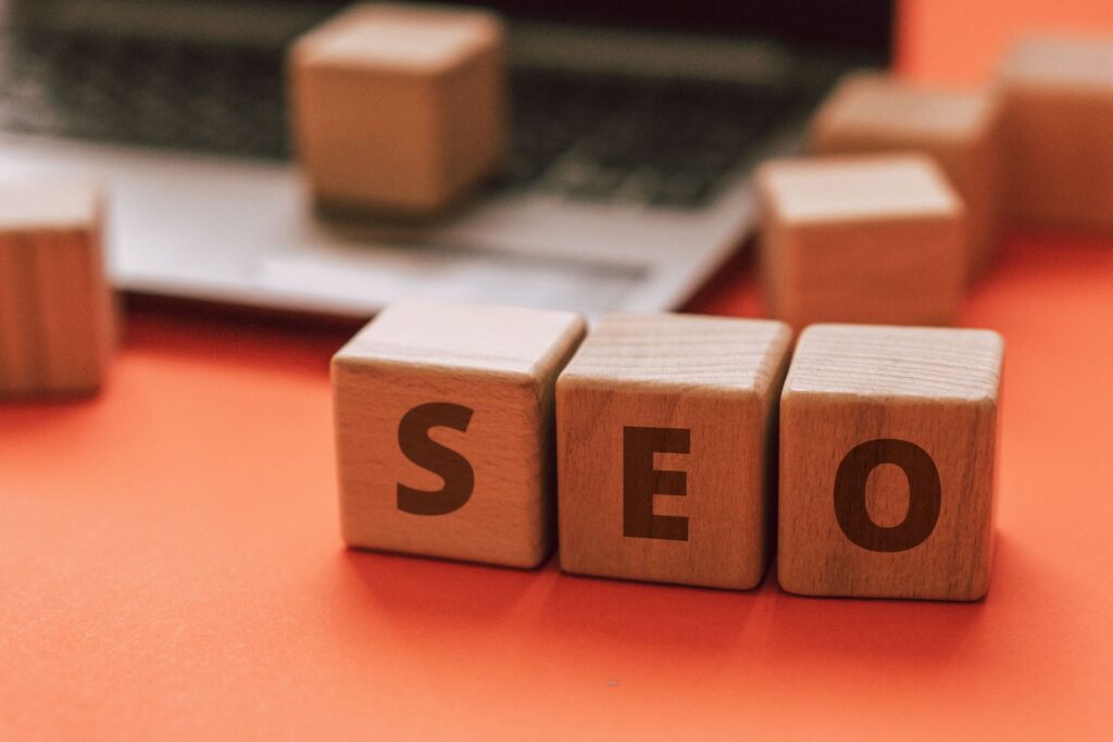 Keyword research and search data on a laptop