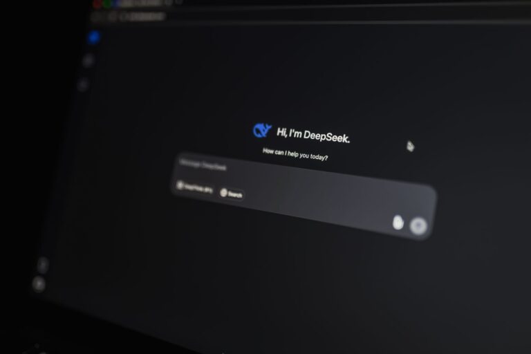AI search assistant interface on a laptop screen