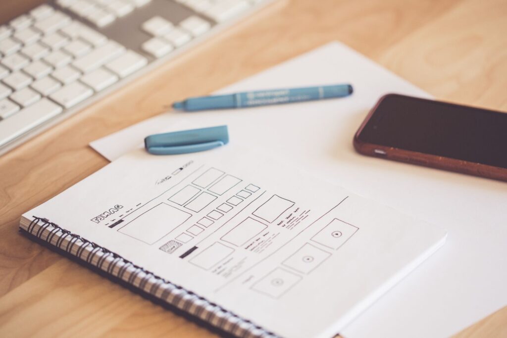 Website layout and on-page design on a laptop