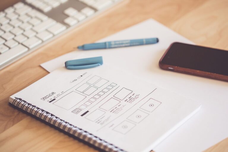Website layout and on-page design on a laptop